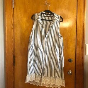 Blue and white striped dress